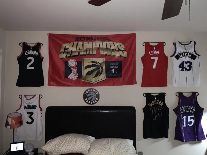 how to hang basketball jersey on wall