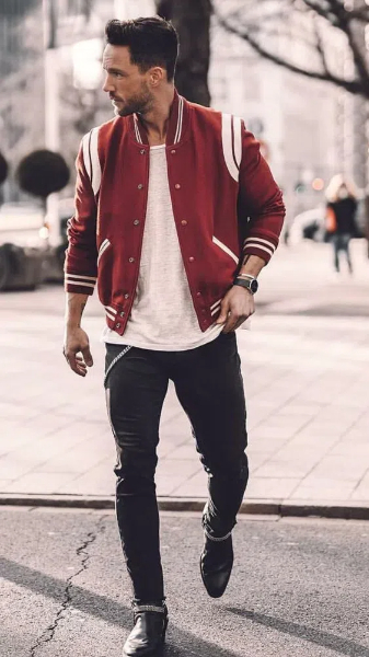 how ro wear a baseball jacket sweater1