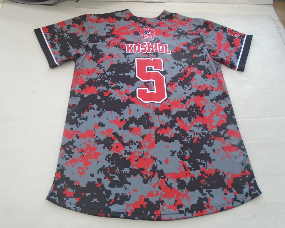 New Style Custom Sublimated Camo Baseball Jerseys Two Button