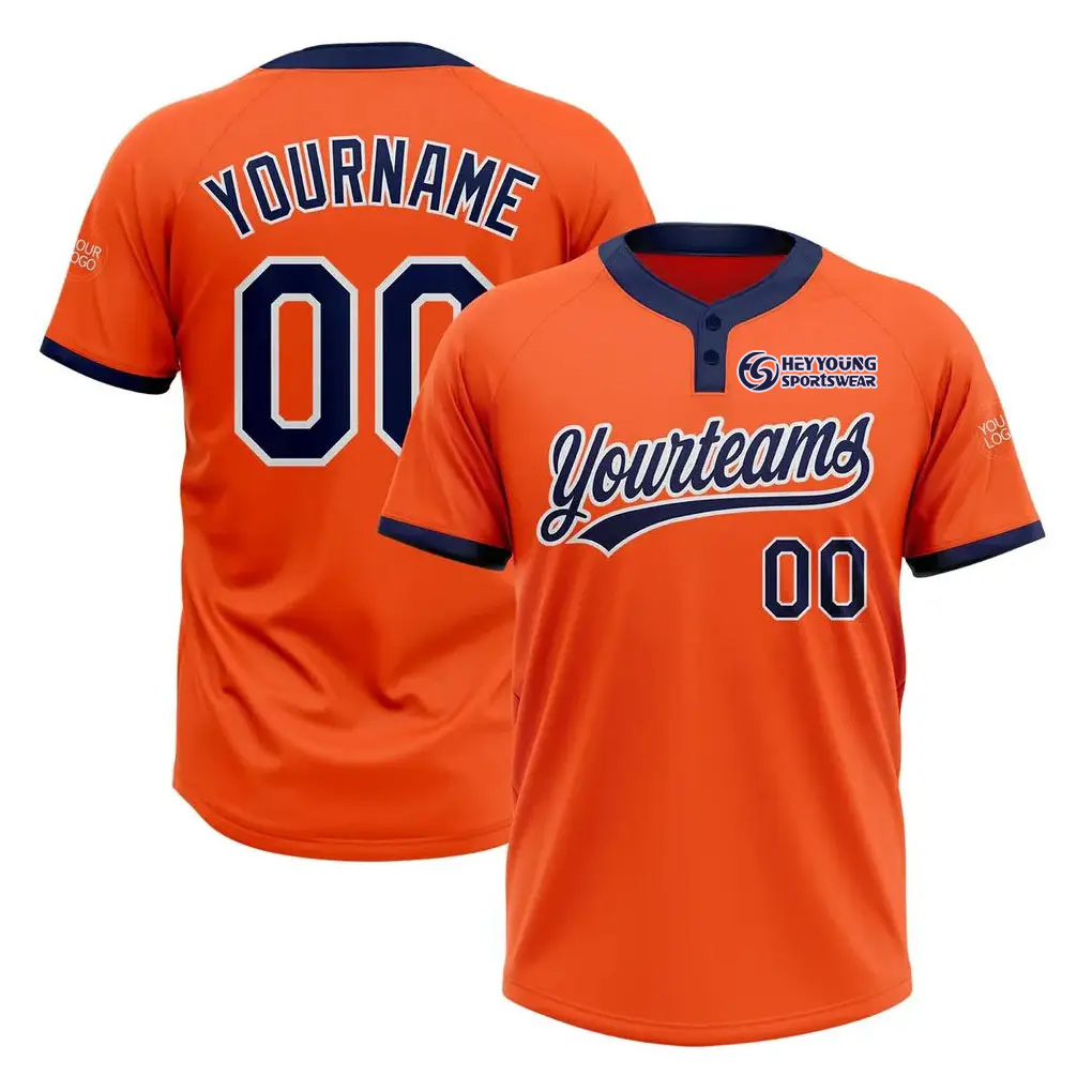 High Quality Men Custom Sublimated Two Button Baseball Jersey Shirts