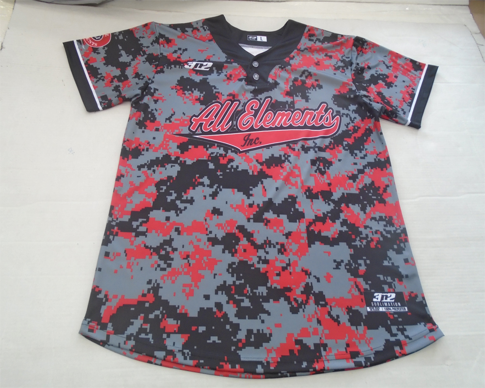 New Style Custom Sublimated Camo Baseball Jerseys Two Button