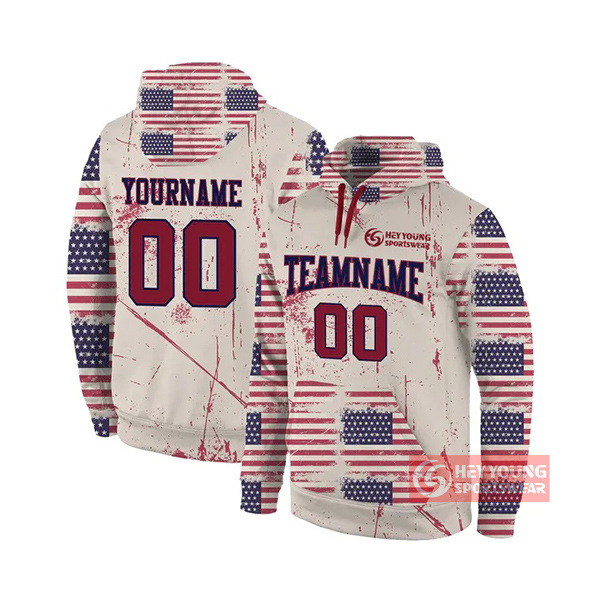 Hot Sales Custom Football Teams Designs Printed Hooded Pullover Sweater
