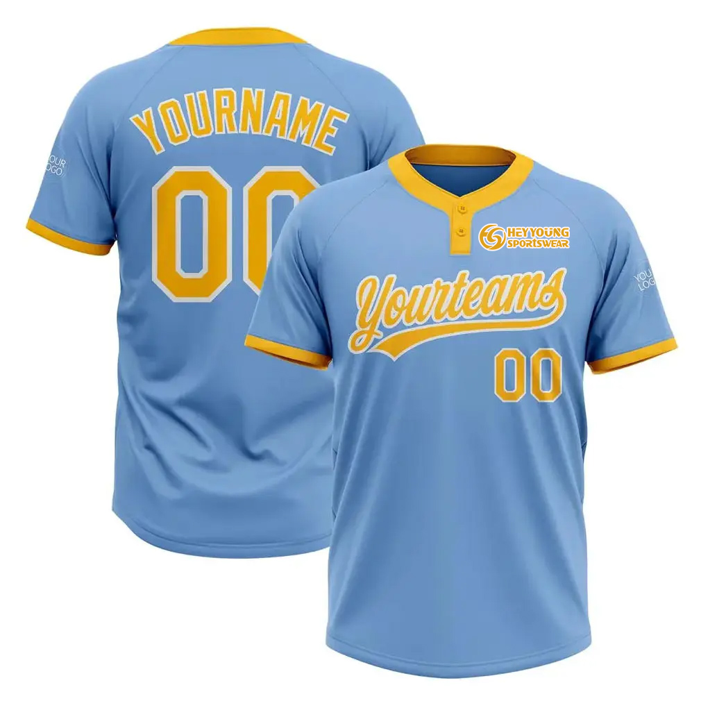 High Quality Men Custom Sublimated Two Button Baseball Jersey Shirts