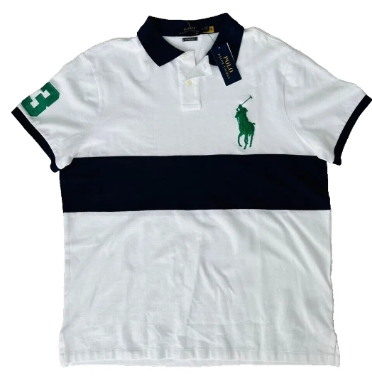 Polo Ralph Lauren Navy Stripe Big Pony Number 3 Shirt White ( XL ) _ eBay