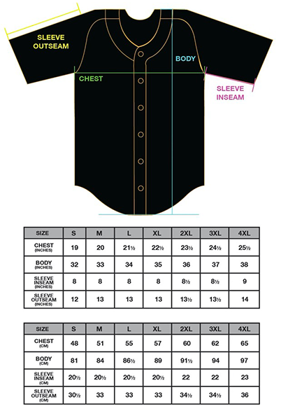 how big is a size 48 baseball jersey2