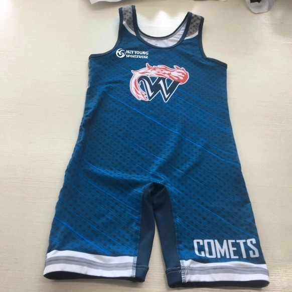 Wholesale 100% Polyester Custom Design Manufacture Men Wrestling Singlet