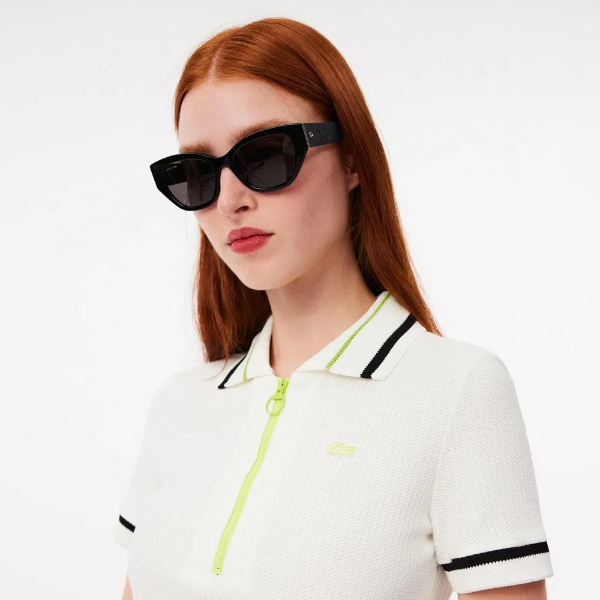 Ladies Lacoste French Made Slim fit Pique Polo Shirt White