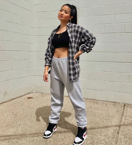 Pin by Pinner on my lifestyle ✨ _ Cute sweatpants outfit, Streetwear outfit, Flannel outfits