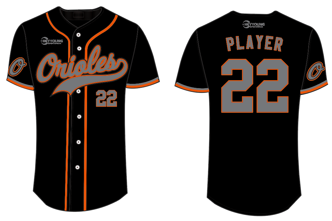 100% Polyester Custom Design Sublimated Full Button Baseball Jersey