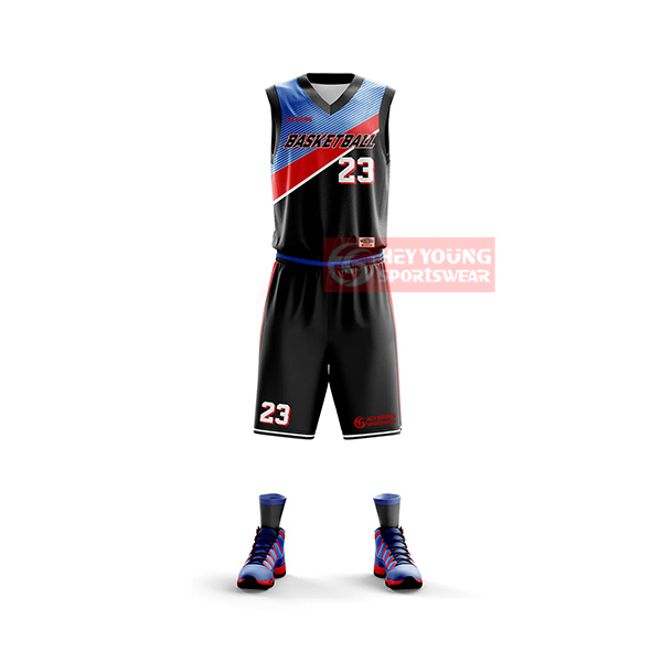 Custom High Quality Quick Dry Mesh Sublimation Printing Team Basketball Uniform