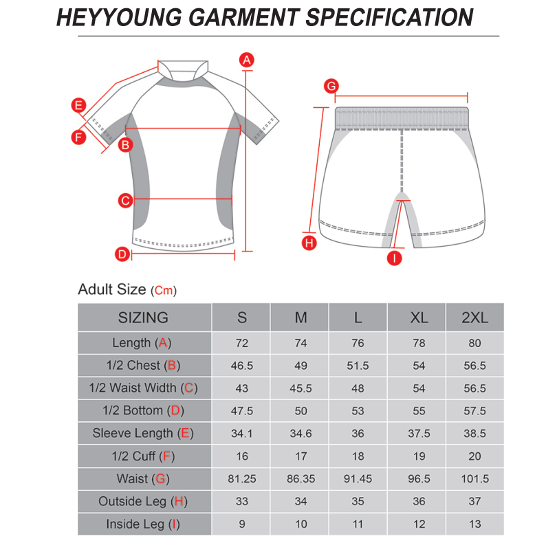 Rugby Jersey Size Chart