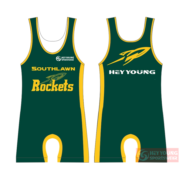Wholesale 100% Polyester Custom Design Manufacture Men Wrestling Singlet