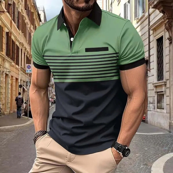 Amazon.com Men's Fashion Polo Shirts Short Sleeve Color Block Henley Shirt Basic Cotton Golf Shirts Cool Dry Summer Beach Tops Green Sports & Outdoors