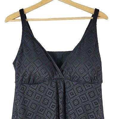 A&H Sportswear Swim Dress Black Plus 22W Crochet Adj Padded One Piece Swimsuit | eBay