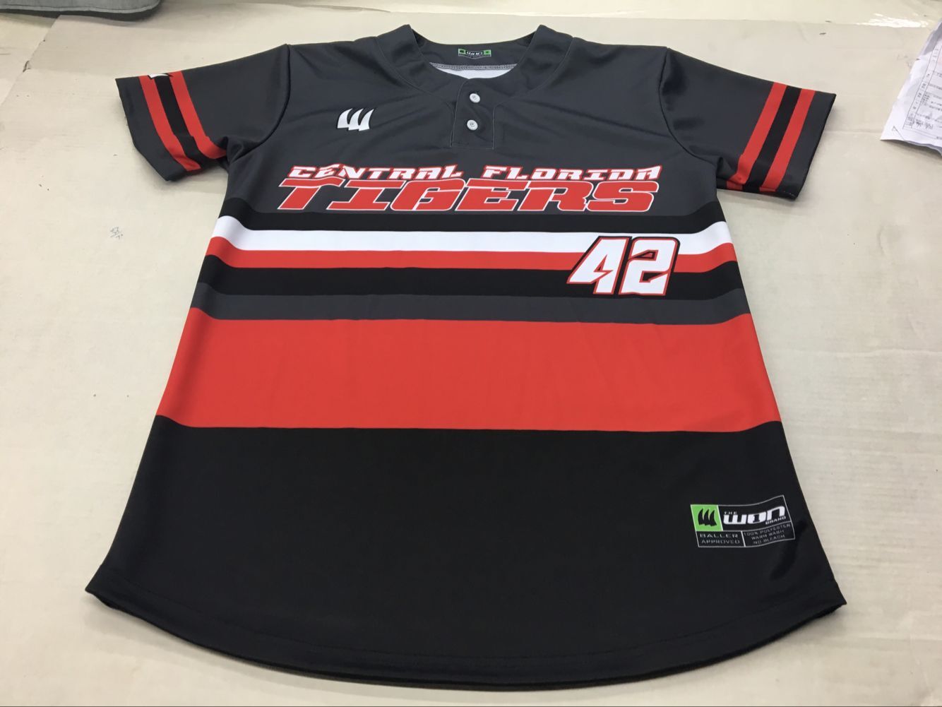 High Quality Custom Team Sublimated Design Two-Button Baseball Jersey