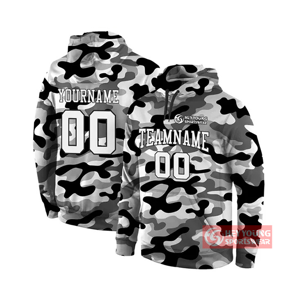 Custom Camo Hoodie Sublimation Printed Pullover Men Camo Hoodies Swearshirts